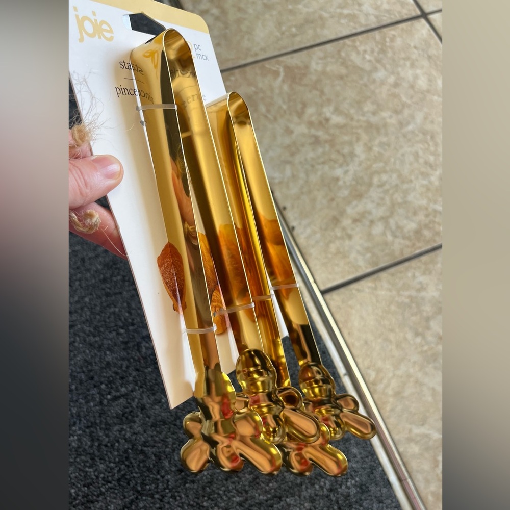 Set of two gold bee tongs